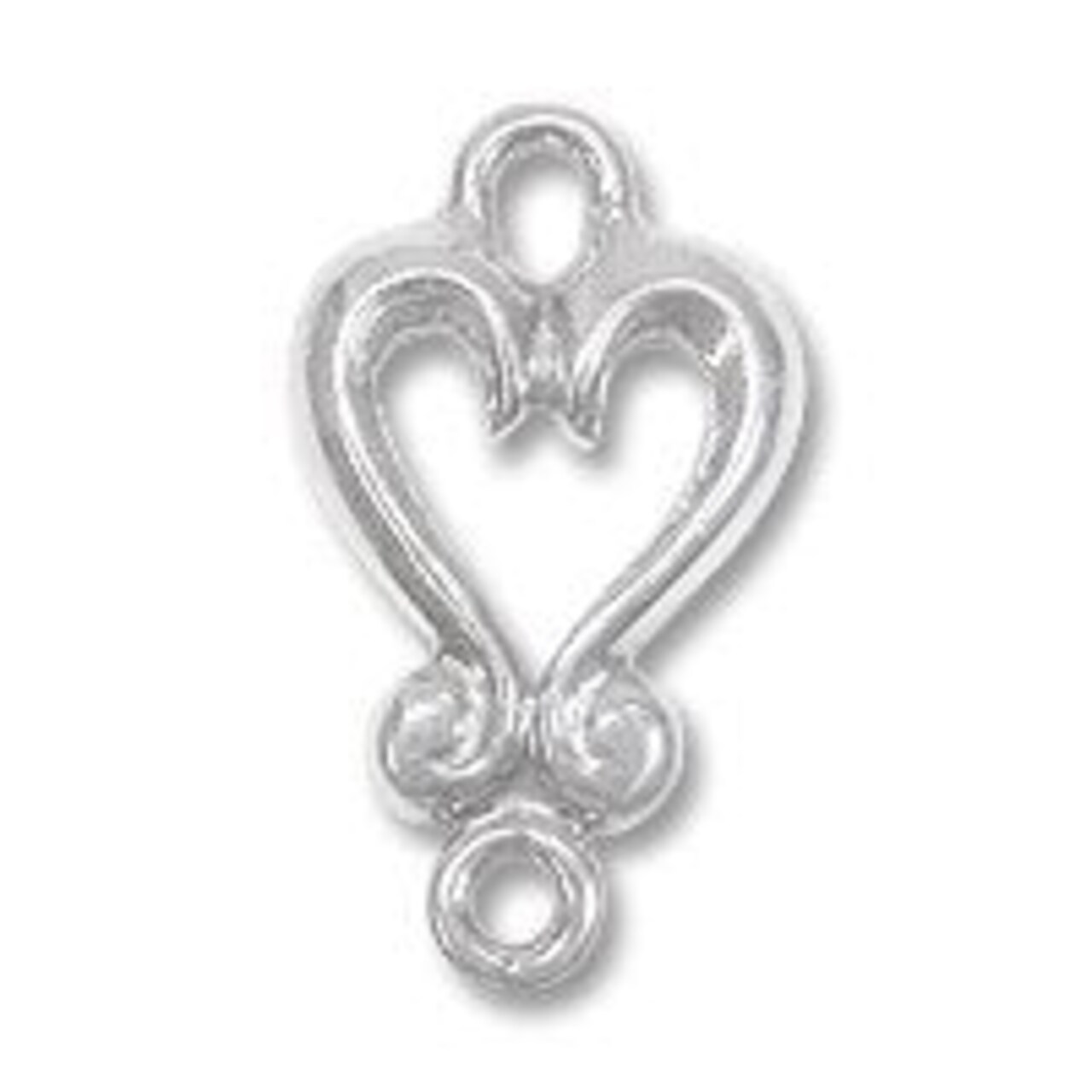 JewelrySupply Connector/Link - Heart 17x10mm Sterling Silver (1-Pc)